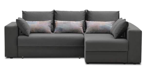 Угловой диван правый Майами антрацитовый велюр Уцененный