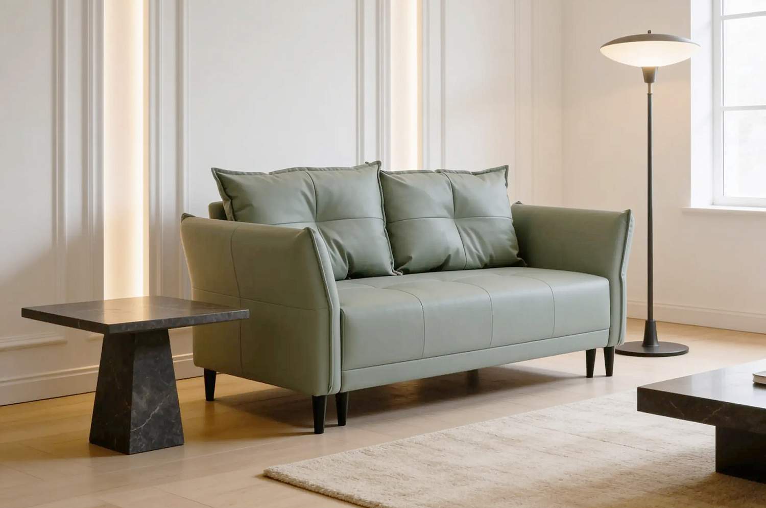 Прямой мини диван Лома 140 мятная искусственная кожа