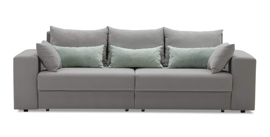 Прямой диван Майами Дымчатый серый велюр 