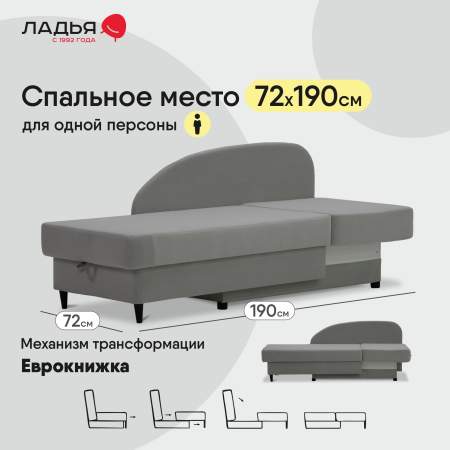 Угловая кушетка правая Иби светло-серый велюр