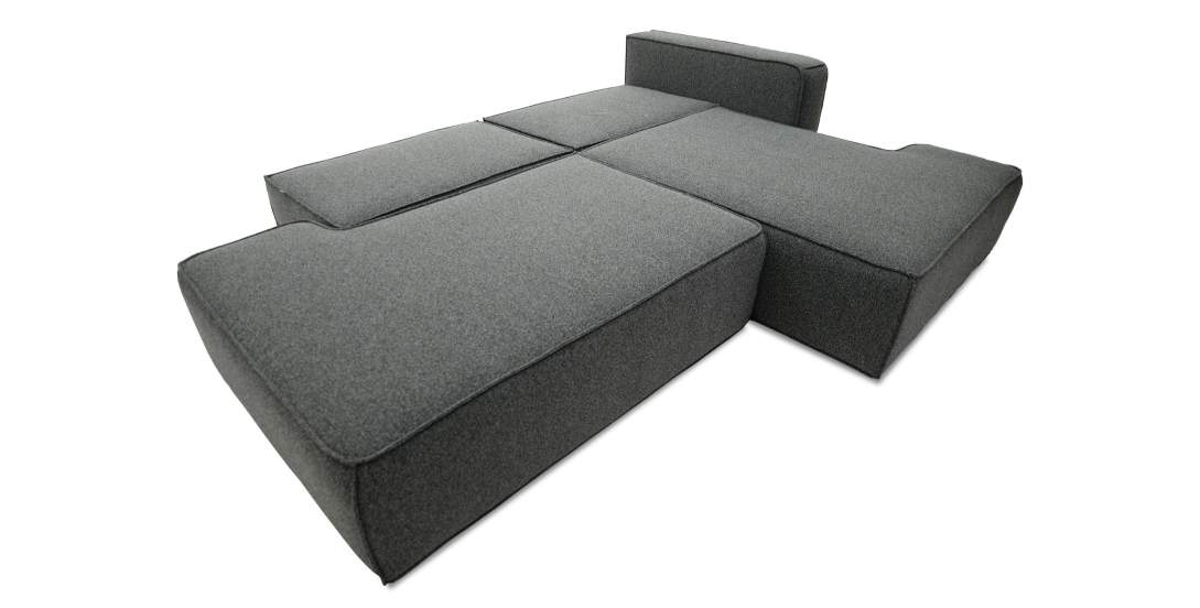Угловой диван правый Рейф Графитовый меланж букле