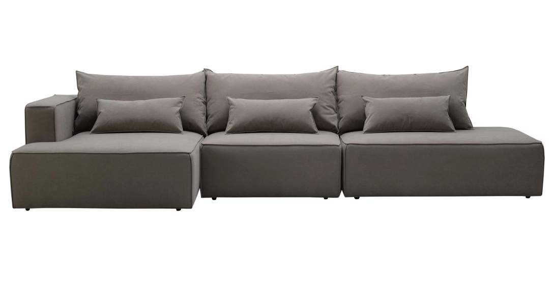 Угловой модульный диван левый Рейф Бежевый велюр