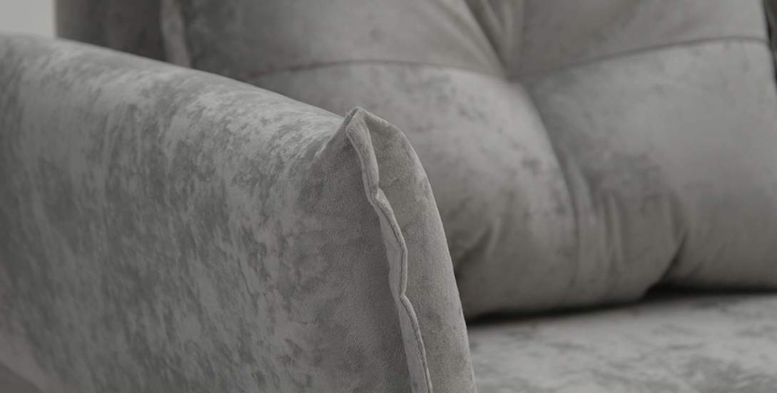 Прямой диван Лома жемчужно-серебряный велюр