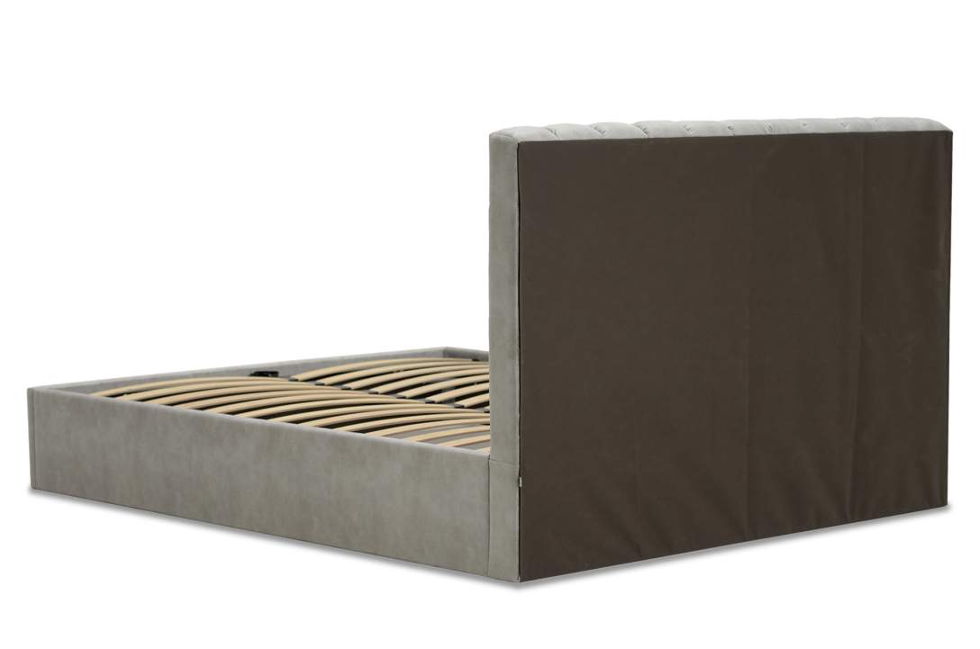 Двуспальная кровать Страйп 140 светло-серый велюр