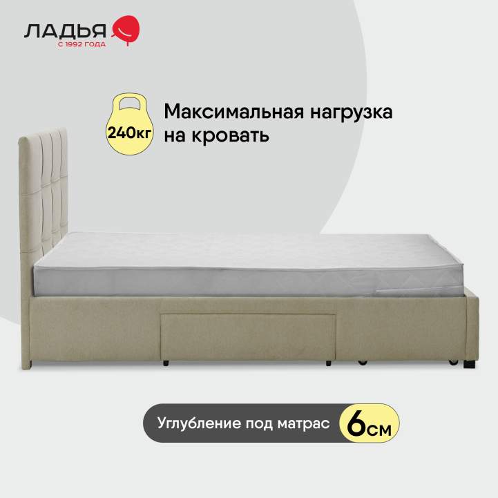 Двуспальная кровать Борба 160 кремовый шенилл