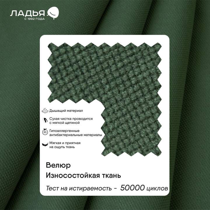 Односпальная кровать Борба 90 зеленый велюр