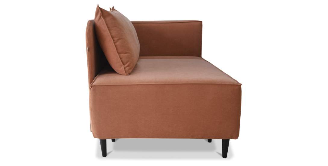 Угловая кушетка правая Элфи пыльно-терракотовый велюр