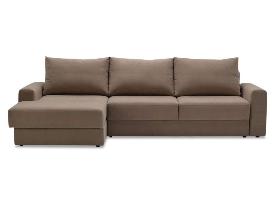 Угловой диван левый Вегас светло-коричневый велюр