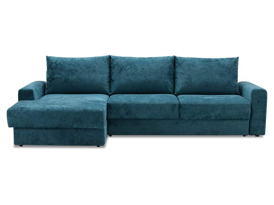 Угловой диван левый Вегас синий велюр