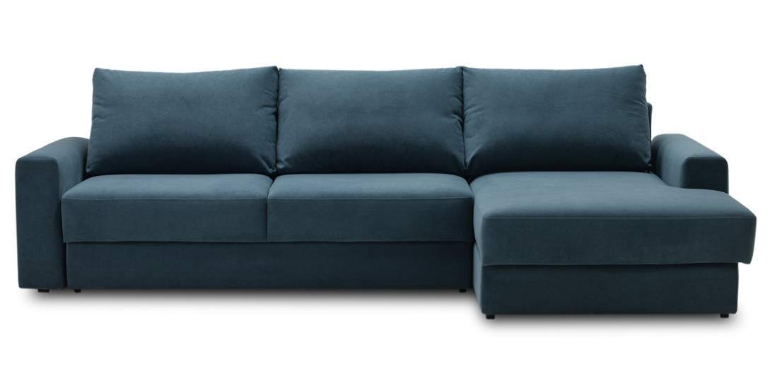 Угловой диван правый Вегас Индиго велюр