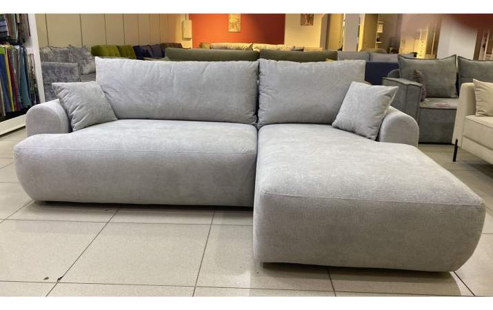 Угловой диван левый Кьянти светло-серый велюр