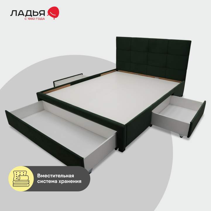 Двуспальная кровать Борба 140 зеленый велюр