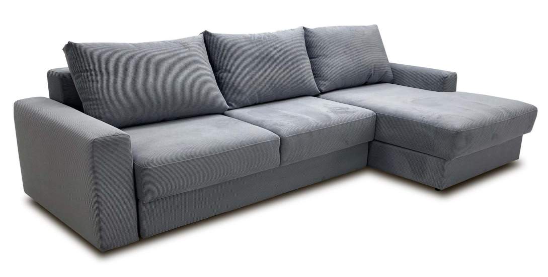 Угловой диван правый Вегас Серо-голубой велюр