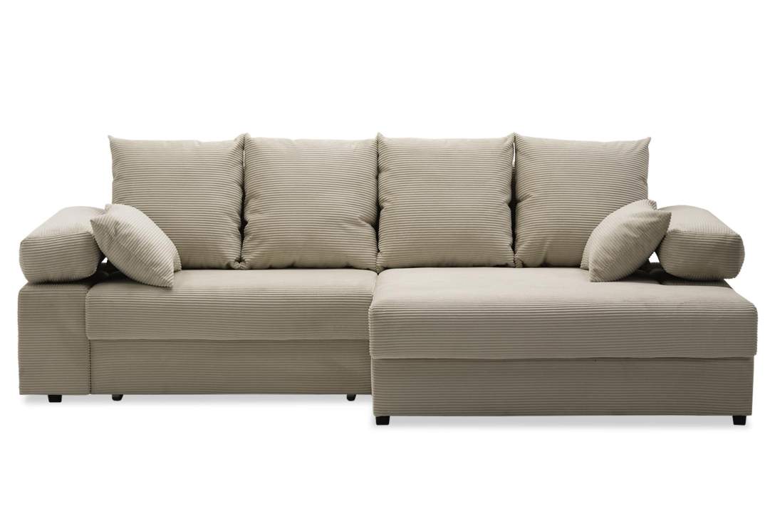 Угловой диван правый Тайлин кремовый велюр 