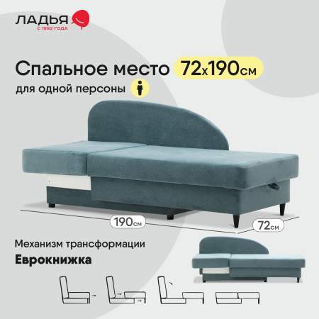 Угловая кушетка левая Иби Мятный велюр