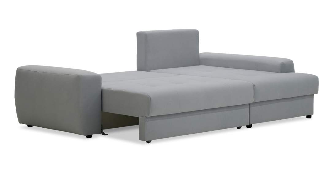 Угловой диван правый Коста светло-серый велюр