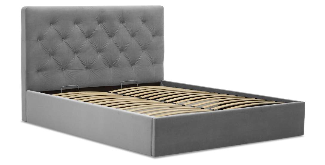 Двуспальная кровать Беллини 160 светло-серый велюр