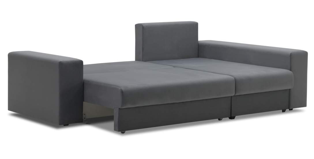 Угловой диван правый Майами светло-серый велюр 