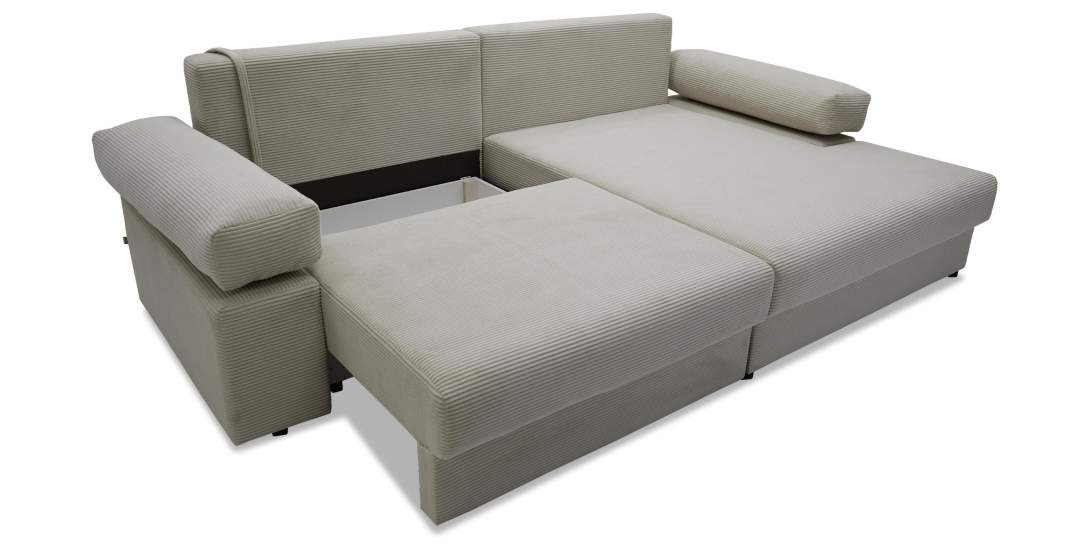 Угловой диван правый Тайлин Молочный кремовый велюр 