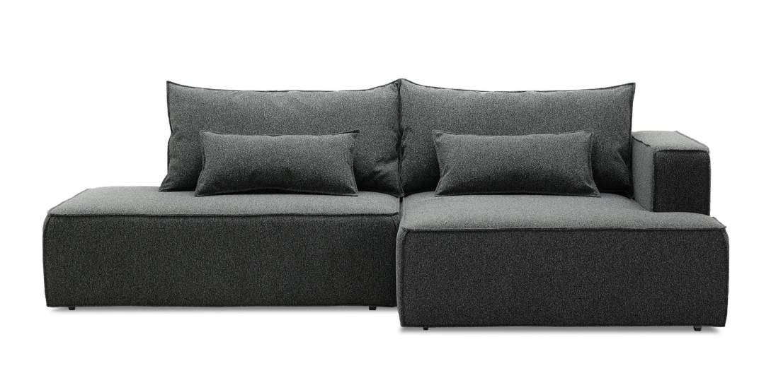 Угловой диван правый Рейф Графитовый меланж букле