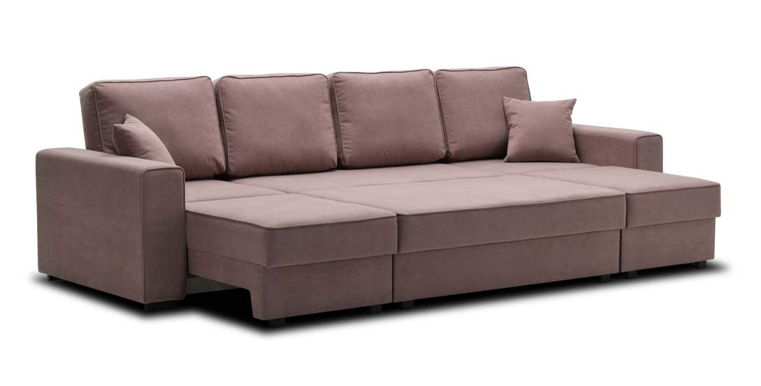 Диван трансформер Астон MAX Пудрово-розовый велюр