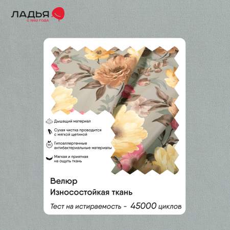 Угловая кушетка правая Иби светло-серый велюр