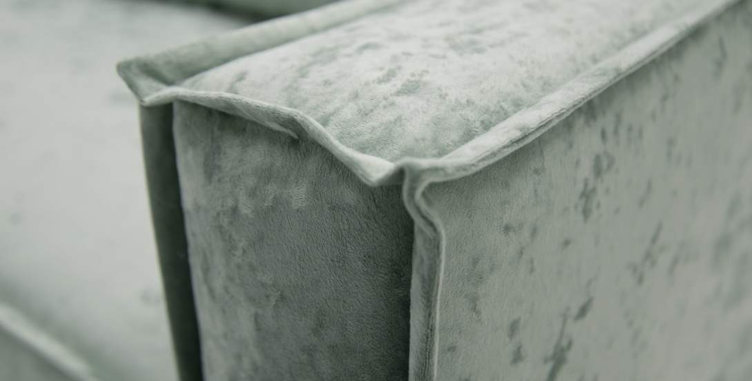 Прямой мини диван Бохо Жемчужно-мятный велюр