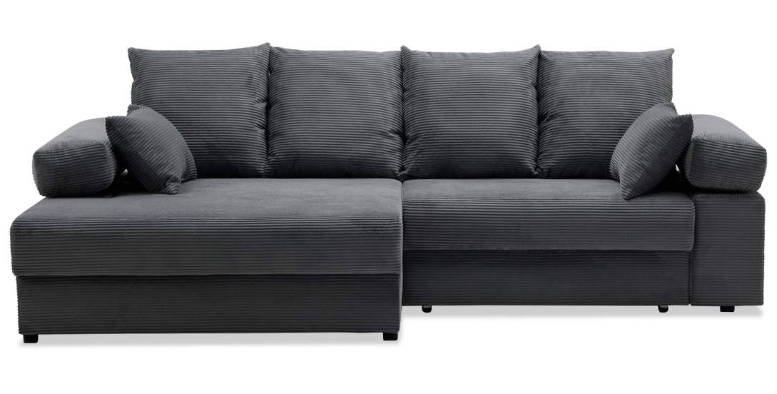 Угловой диван левый Тайлин Графитовый велюр