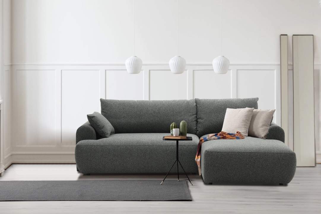 Угловой диван правый Кьянти Графитовый меланж букле