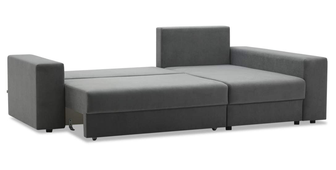 Угловой диван правый Майами Серый велюр 