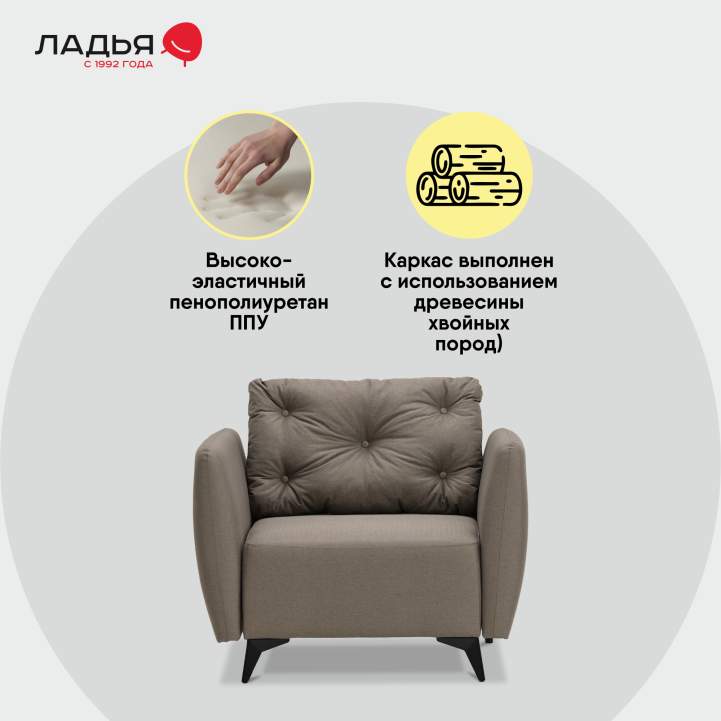 Нераскладное кресло Тиволи коричневая рогожка