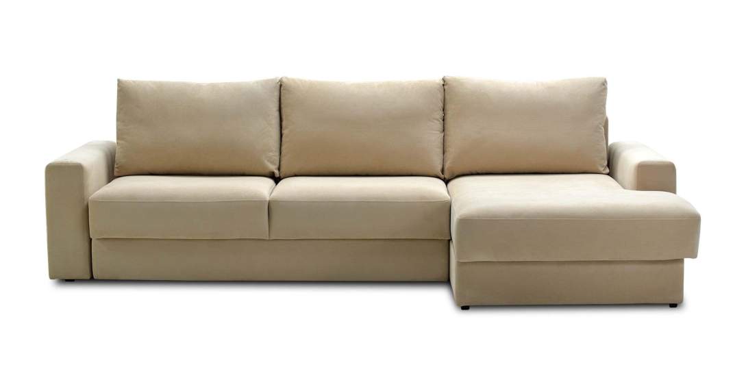 Угловой диван правый Вегас Айвори велюр