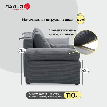 Прямой диван Тайлин Стальной велюр