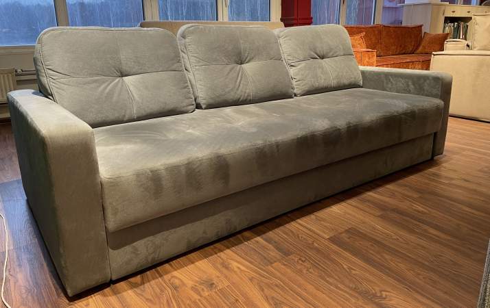 Прямой диван Сити Серый велюр