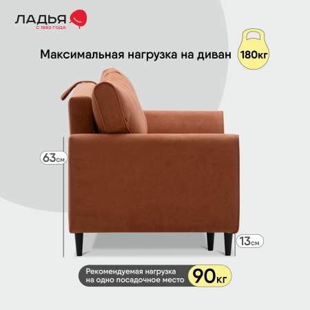 Прямой мини диван Касита 140 Терракотовый велюр
