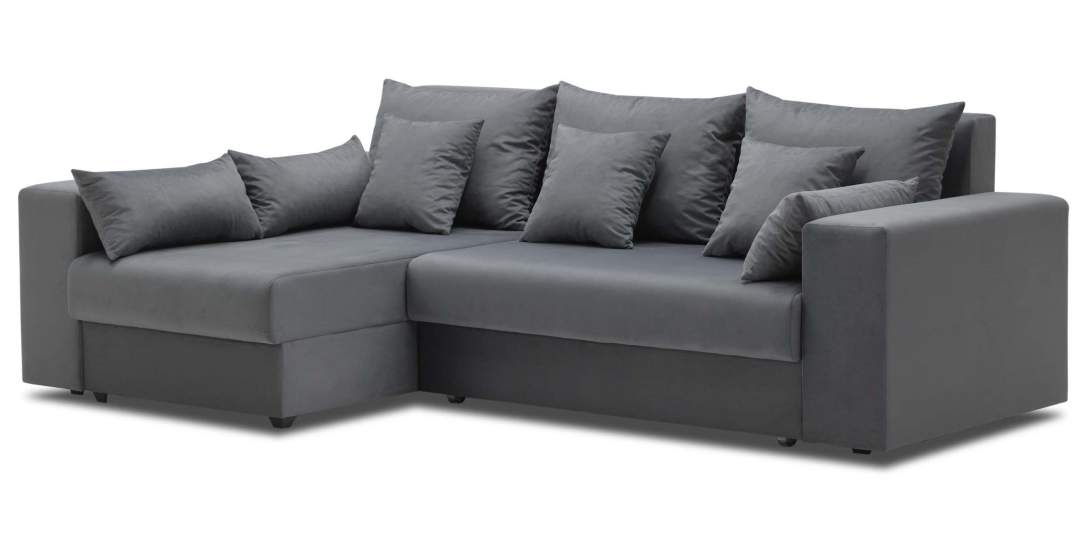 Угловой диван левый Майами Графитовый велюр Уцененный