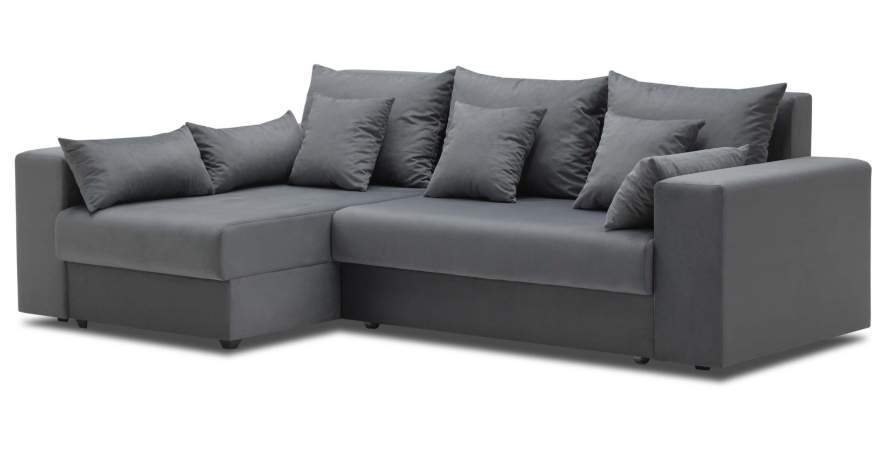 Угловой диван левый Майами Графитовый велюр Уцененный