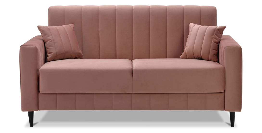 Прямой мини диван Эмма 140 Пудрово-розовый велюр