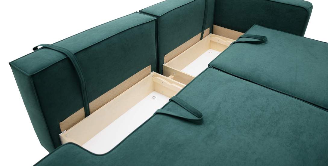 Угловой диван правый Рейф Изумрудный велюр