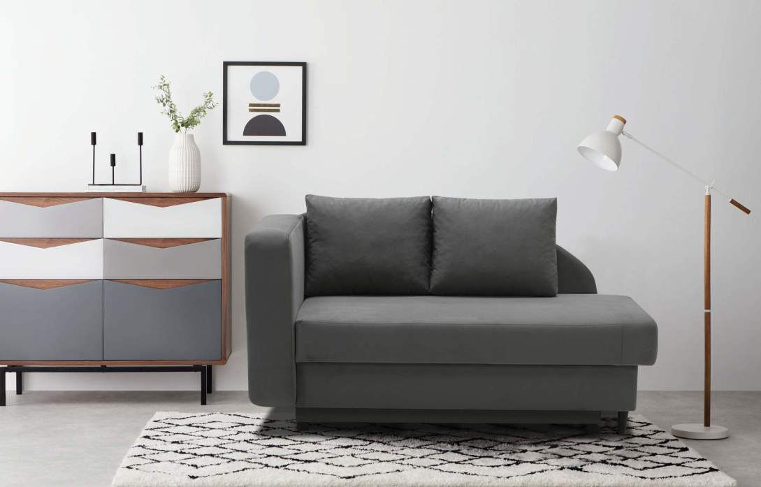 Угловая кушетка левая Иби Серый велюр