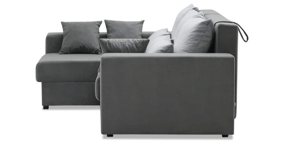 Угловой диван левый Майами Серый велюр 