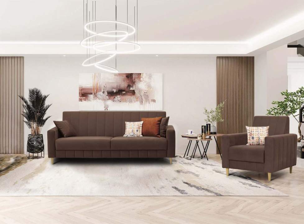 Прямой диван Эмма Коричневый велюр