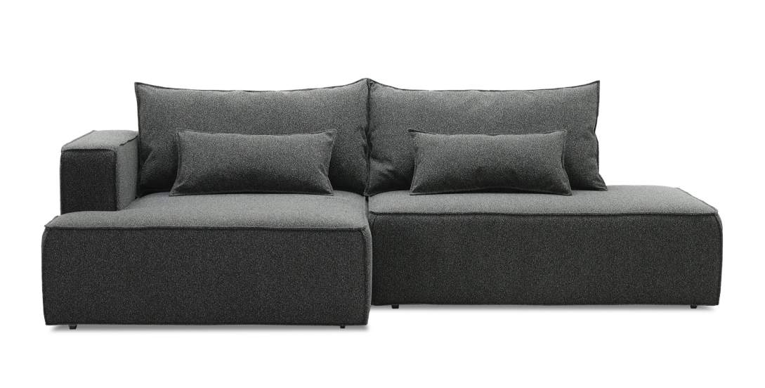 Угловой диван левый Рейф Графитовый меланж букле