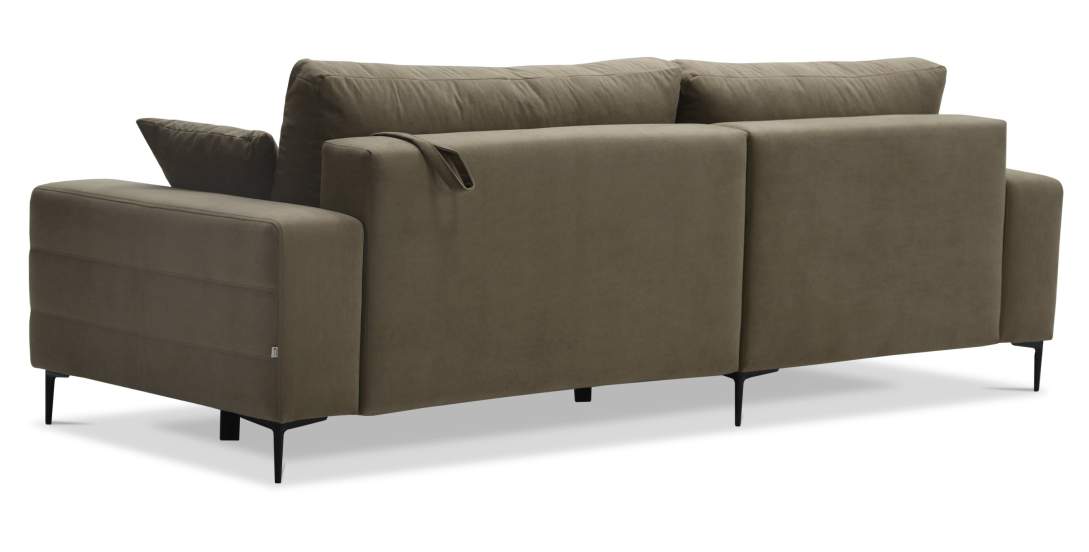 Угловой диван правый Белес Светло-коричневый велюр