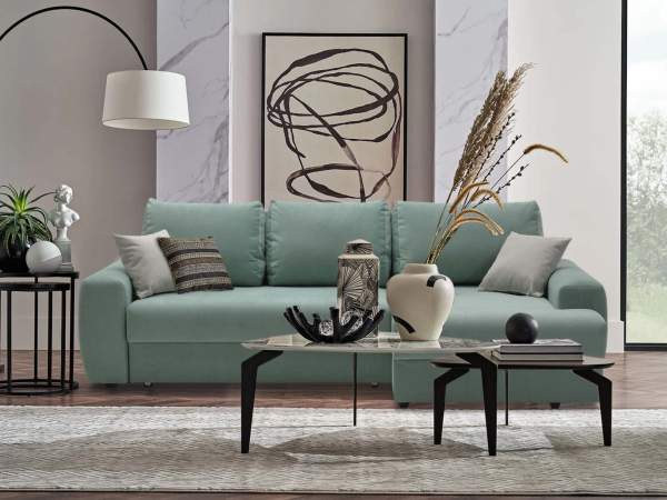 Угловой диван левый Коста Бирюзовый велюр Уцененный