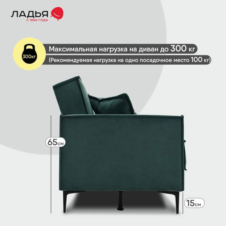 Прямой диван Авиньон Изумрудный велюр