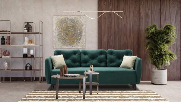 Прямой диван Тиволи Изумрудный велюр Уцененный