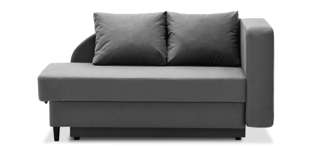 Угловая кушетка правая Иби Антрацитовый велюр