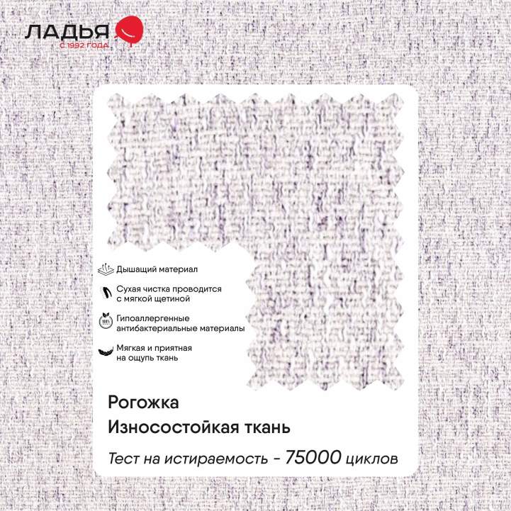 Прямой диван Рица Серо-фиолетовый меланж рогожка 