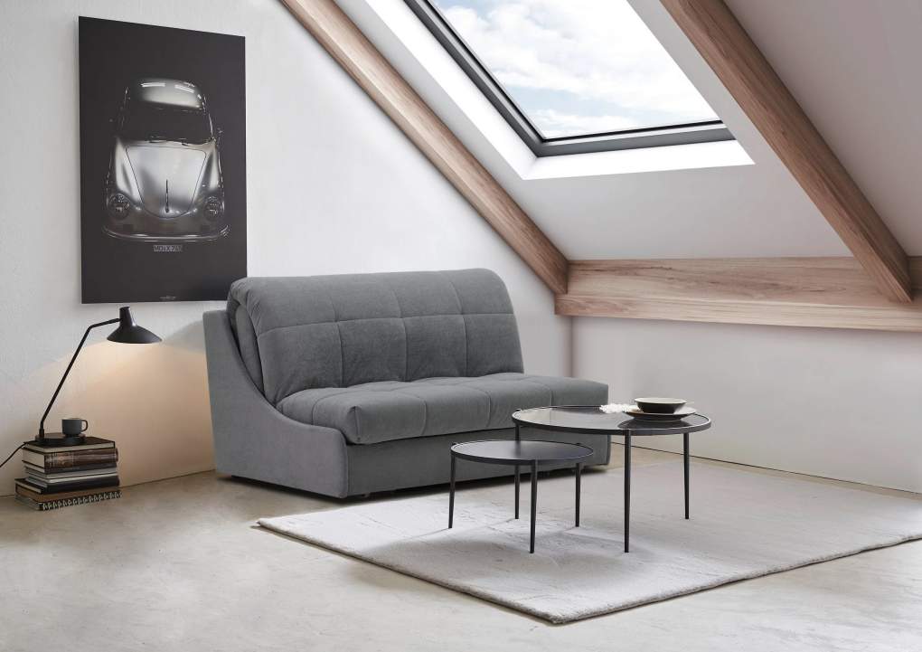 Прямой диван Тусон 155 серый велюр 